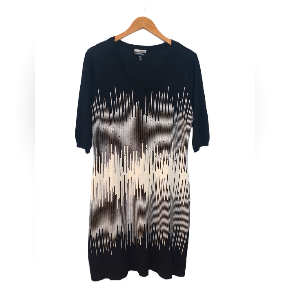 Allison Brittney Black & White Embellished Sweater Dress Size XL